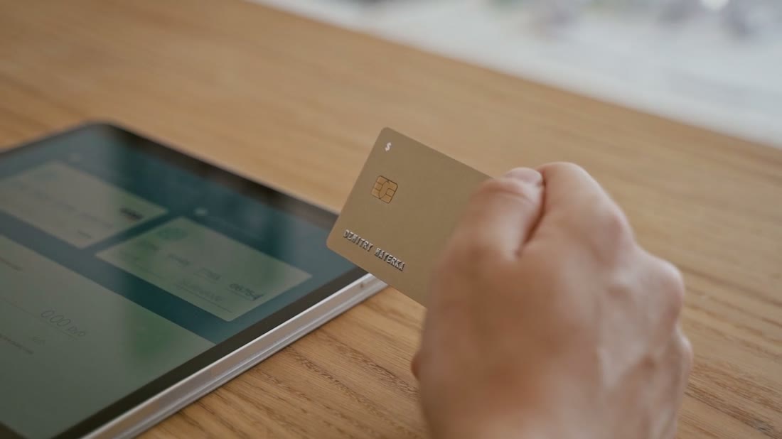 Person making a card transaction